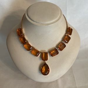 Vintage Topaz Glass Necklace
